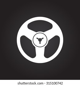 Vector flat white retro bobbin icon on dark background 