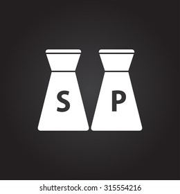 Vector flat white salt and pepper icon on dark background 