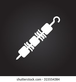 Vector flat white shashlik icon on dark background 