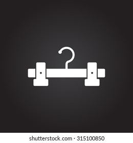Vector flat white tailor hanger icon on dark background 