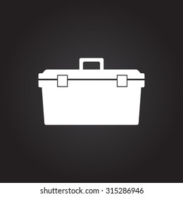 Vector flat white toolkit icon on dark background . Industrial equipment 