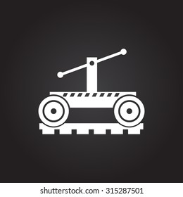 Vector flat white trolley icon on dark background 