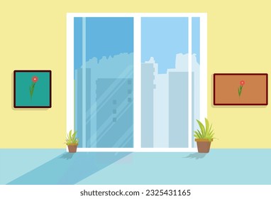 Vector flat window, window sill, pots of flowers, Home comfort.eps

Image type