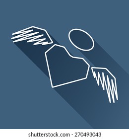 Vector flat winged heart icon isolated outline. Eps10