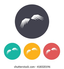 Vector flat wings icon with set of 3 colors 