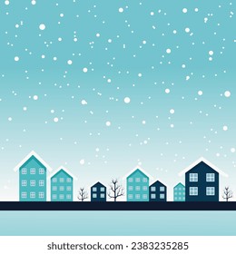 Vector flat winter landscape. Minimalism and simplicity.
