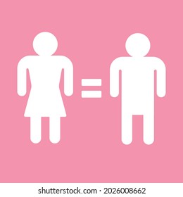 Símbolo de feminismo de la igualdad de hombres y mujeres con vector plano aislado en un fondo rosado