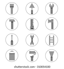 Vector flat working tools. Set of icons