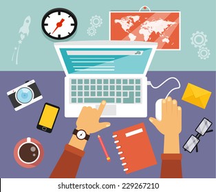 Vector flat workplace illustration