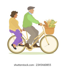 Vector flat World Bicycle Day illustration. Happy grandparents Day. Cute cartoon character illustration.
