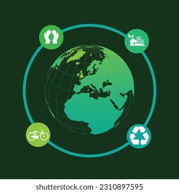 Vector flat world environment day illustration