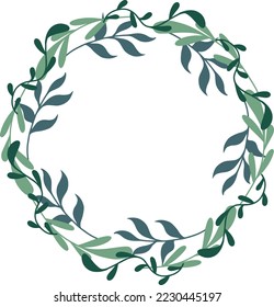 Vector flat wreath of plants. Plant circle frame, element for wedding, greeting card.