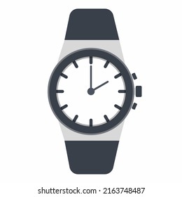 Vector flat wristwatch. Watch icon on white background
