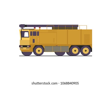 Vector flat yellow airport fire rig