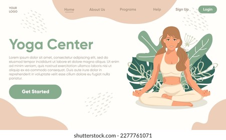 Vector flat yoga landing page template modern flat design concept for web sites women doing yoga.