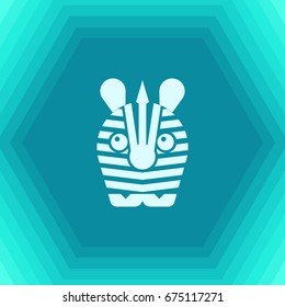 Vector flat zebra icon on hexagonal background 
