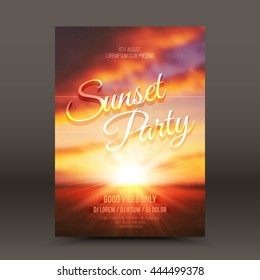 Vector flayer design template Sunset Party