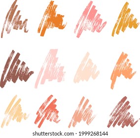 Vector flesh color handwriting line dash doodle on white background
