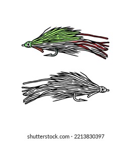 Vector of flies fly fishing on two style mode. use for illustration and for fishing community and for printing