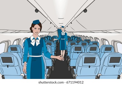 Vector Flight Attendant Illustration