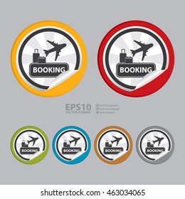 Vector : Flight Reservation or Travel Trip Booking Infographics Icon on Circle Peeling Sticker