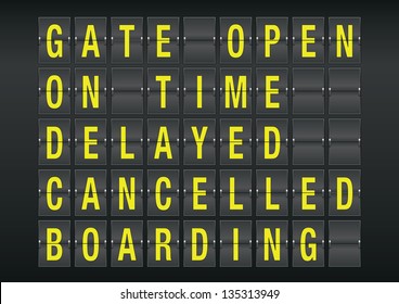 Vector of a flights information board in airport terminal