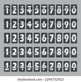 Vector flip clock. Numbers from a gray mechanical scoreboard; countdown clock counter.
