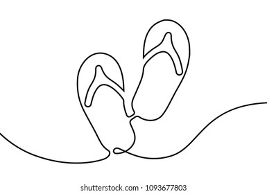 Vector flip-flops. One line style illustration