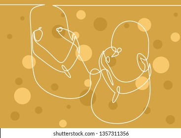 Vector flip-flops. One line style illustration 