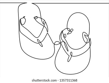 Vector flip-flops. One line style illustration 