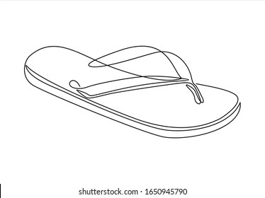 Vector Flipflops One Line Style Illustration Stock Vector (Royalty Free ...