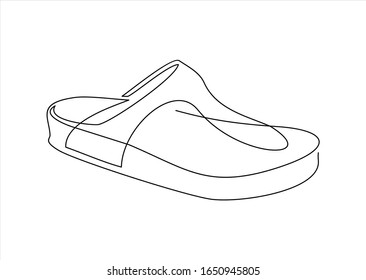 Vector flip-flops. One line style illustration