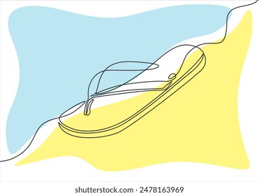 Vector flip-flops. One line style illustration