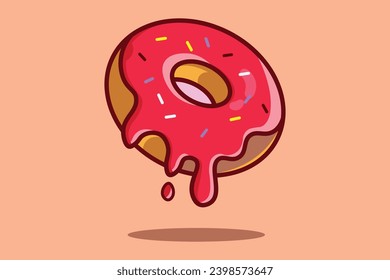 Vector floating melted donut cartoon icon illustration