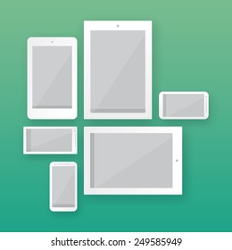 Vector floating mobile devices. Universal square template.