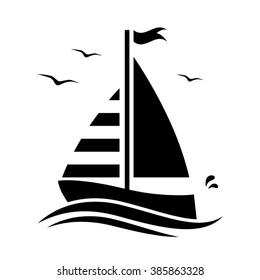 vector floating sailboat isolated on white background