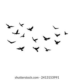 Vector a flock of flying silhouette birds vector illustration