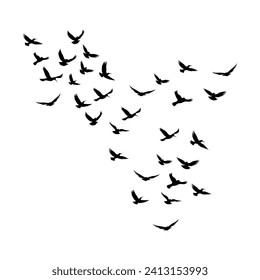 Vector a flock of flying silhouette birds vector illustration