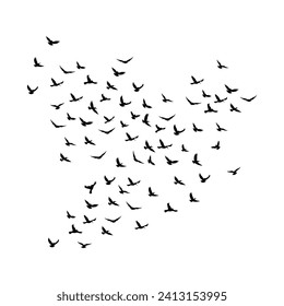 Vector a flock of flying silhouette birds vector illustration