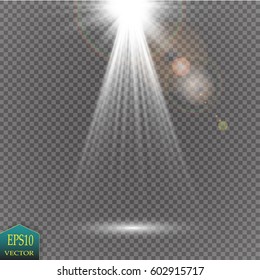 Vector floodlights with a glare. Scene. Light effects.
