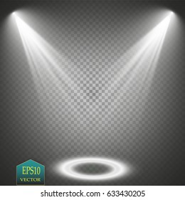 Vector floodlights with a glare. Scene. Light effects.
