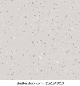 Vector floor texture. Terrazzo flooring seamless pattern. Beige and gray concrete background surface with natural stone fragments, granite, marble, quartz. Trendy repeat design for ceramic, home decor