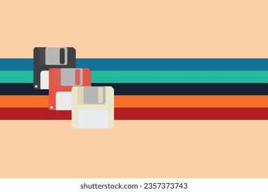 vector floppy disk colorfull with strip background isolated