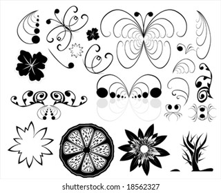 VECTOR Flora and butterflies design elements