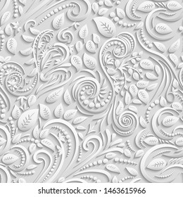 Vector Floral 3d Seamless Pattern Background. For Christmas and Invitation cards decoration