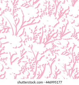 Vector Floral 3d Seamless Pattern Background. For wedding and Invitation cards decoration Pink