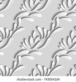 Vector floral abstract 3D seamless pattern. For Christmas and wedding card decoration