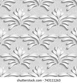 Vector floral abstract 3D seamless pattern. For Christmas and wedding card decoration