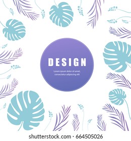 Vector floral abstract leaf background design. Modern nature template for banner, flyer, card, invitations, brochure and poster. Abstract floral  round frame