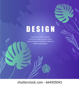 Vector floral abstract leaf background design. Modern nature template for banner, flyer, card, invitations, brochure and poster. Abstract floral frame